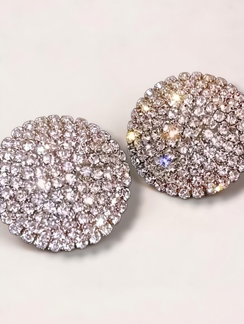 Shimmering clip on round zirconia clusters; .79" round; slightly domed; nwot